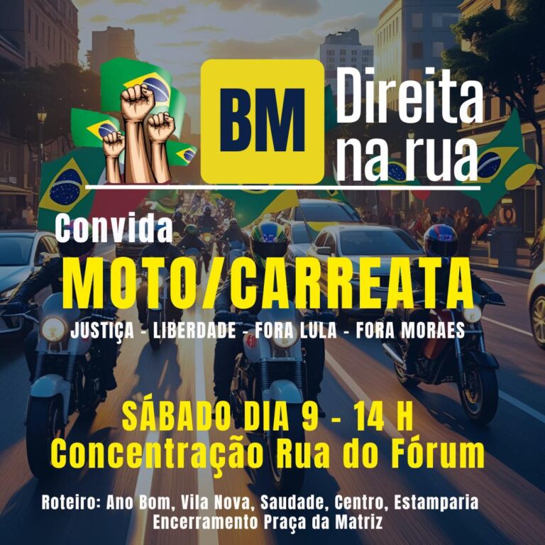 Direita na Rua organiza moto-carreata em Barra Mansa no próximo sábado