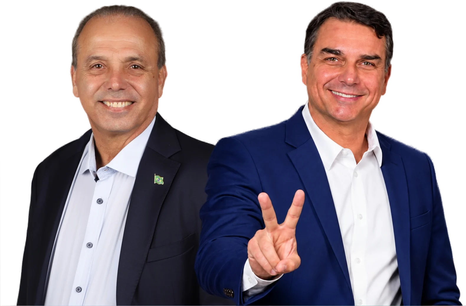 Bruno Marini ao lado de apoiador, fazendo sinal de positivo pela campanha 4467