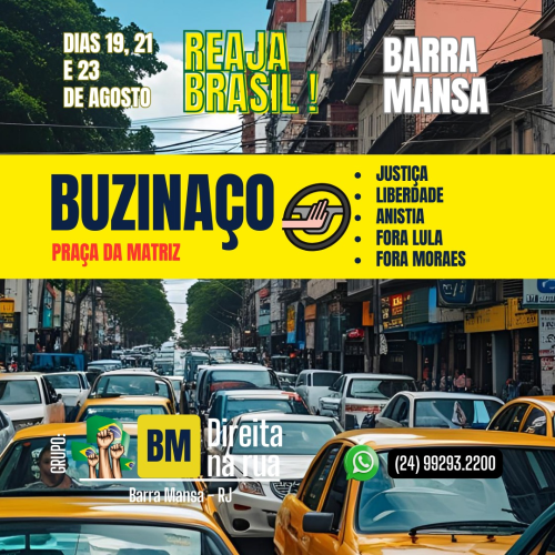 Manifestação marcada em Barra Mansa terá “Buzinaço” na Praça da Matriz
